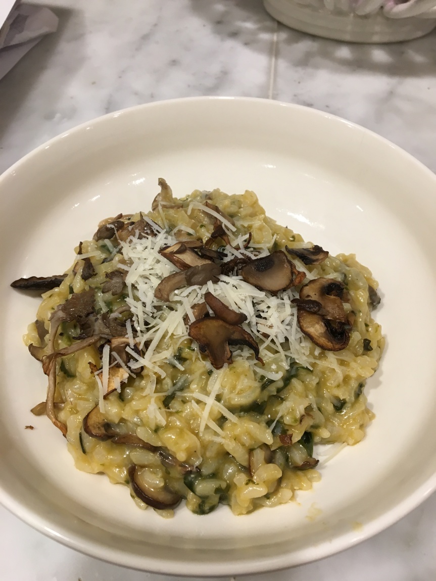 Roasted Mushroom and Spinach Risotto