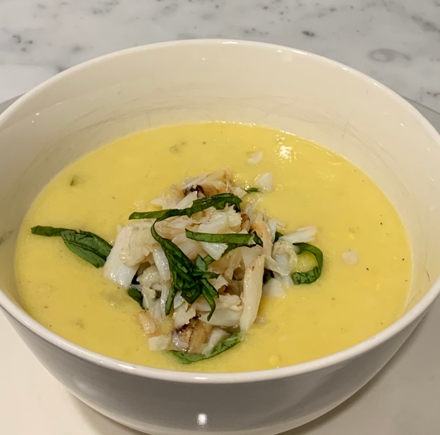 Fresh Summer Corn Soup with Crab